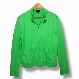 Façonnable Women’s Green Full Zip Cotton Jacket Size L Knit Casual Layer